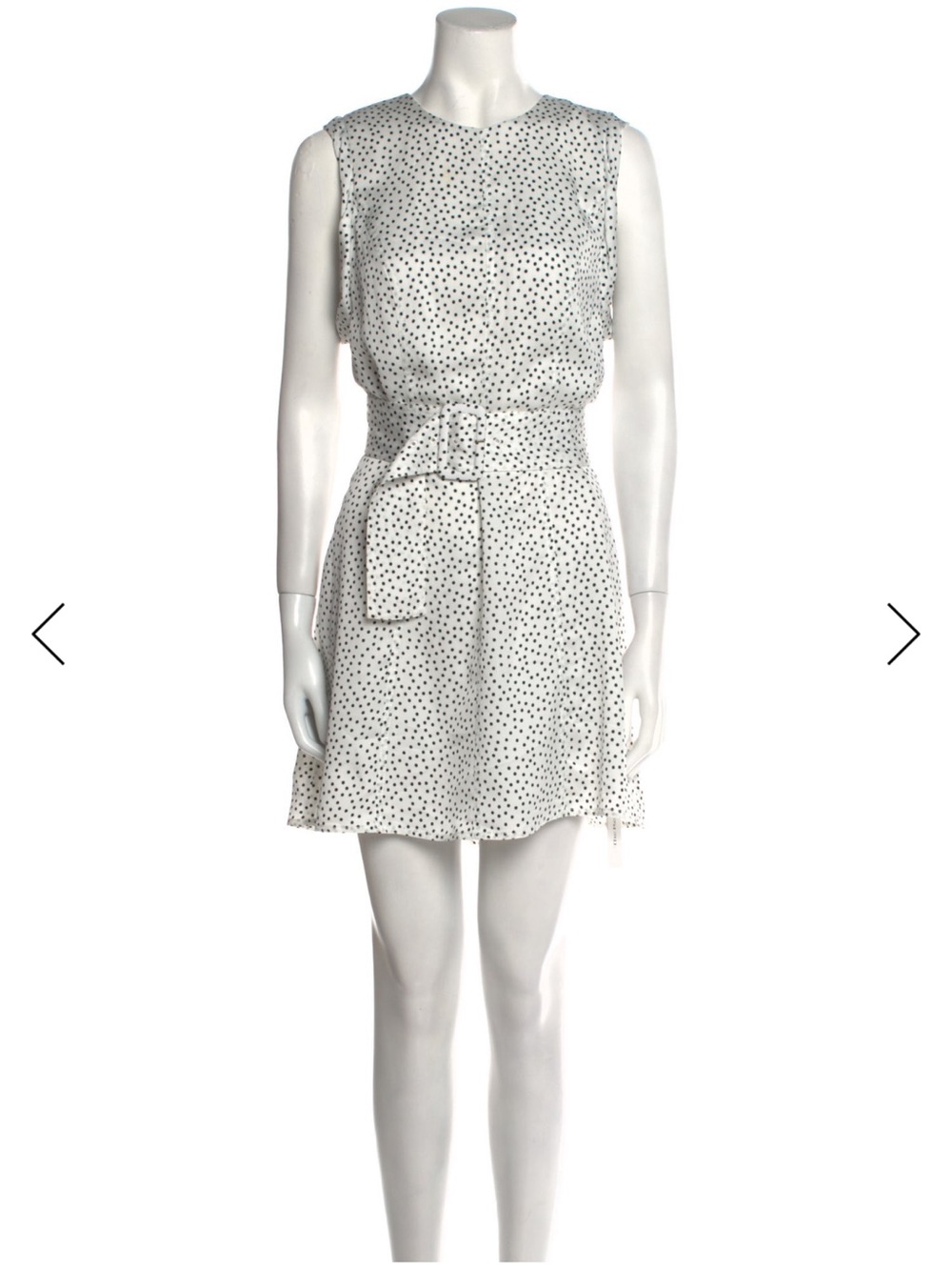 Alexis Sleeveless White Polka Dot Tie-Waist Dress
